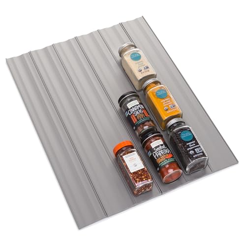 YouCopia SpiceLiner Spice Rack Drawer Organizer (Universal Fit 10’ Roll),Gray - color: Gray