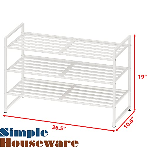 Simple Houseware 3-Tier Stackable Metal Panel Shoes Rack, White - color: White, style: Metal Panel