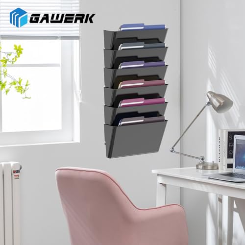 Gawerk Clear Acrylic Single Pocket, Plastic Hanging Wall Mount File Holder for Office Home (Black, 8 Pack) - color: Black, size: 8 Pack