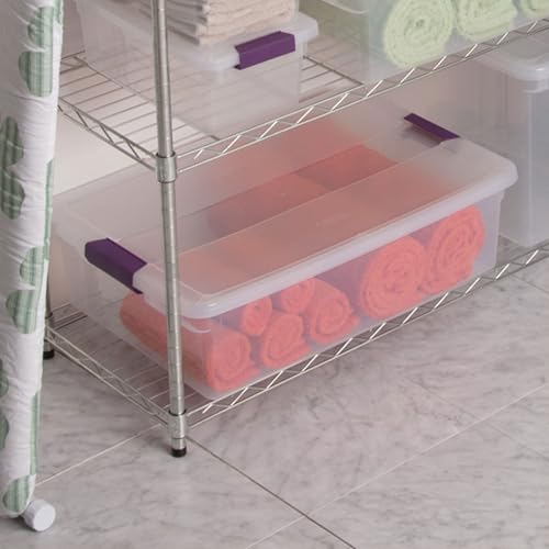 Sterilite 12-Pack 32 Quart ClearView Latch Box, Stackable Organizer Bins with Latching Lids - Clear Plastic Organization Containers for Closet, Bedroom, Shelving Units and Everyday Home Storage - size: 12 Pack, style: 32 Quart