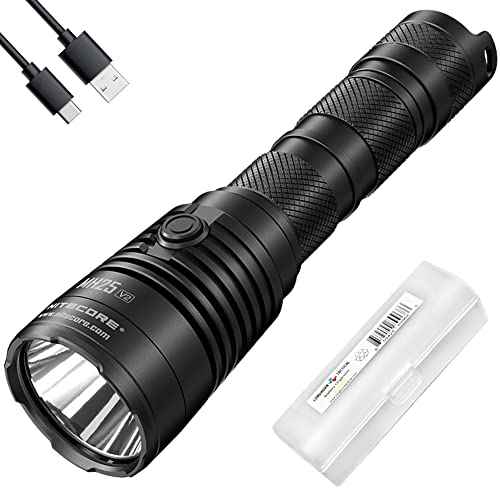 Nitecore MH25 v2 1300 Lumen 519 Yards Long Throw Tactical Flashlight, USB-C Rechargeable, with Lumentac Organizer