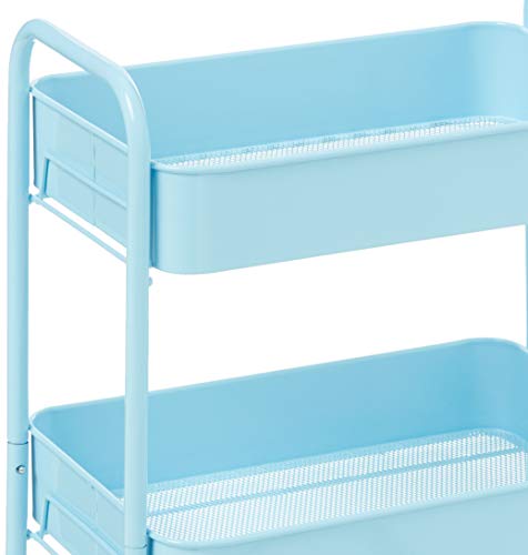 CAXXA 3-Tier Rolling Metal Storage Organizer - Mobile Utility Cart with Caster Wheels, Blue - color: Blue