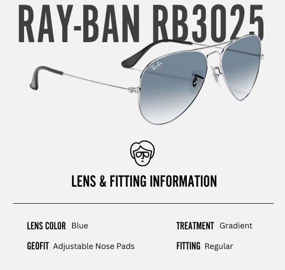 Ray-Ban RB3025 AVIATOR GRADIENT Pilot Shaped Sunglasses for Men & Women with Official RAYBAN Eyewear Kit