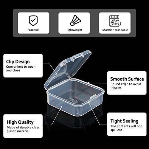 SATINIOR 100 Pcs Clear Plastic Beads Storage Containers Box Small Clear Boxes with Hinged Lid Plastic Case Mini Square Arts Crafts Storage Organizers for Small Items(2.1 x 2.1 x 0.8 Inch) - size: 2.1 x 2.1 x 0.8 Inch