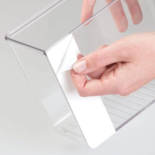 iDesign AFFIXX Plastic Wall Mount Organizer for Kitchen, Bathroom, Office, Bedroom, Garage, Craft Room, 3.5" x 8" x 5.5", Clear - style: Pack of 1