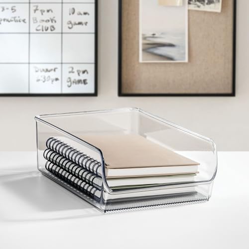 iDesign Linus Plastic Kitchen Storage Bin, Storage Container for Pantry, Refrigerator, Freezer, 11" x 7" x 3.5", Set of 2, Clear - style: 2 Pack