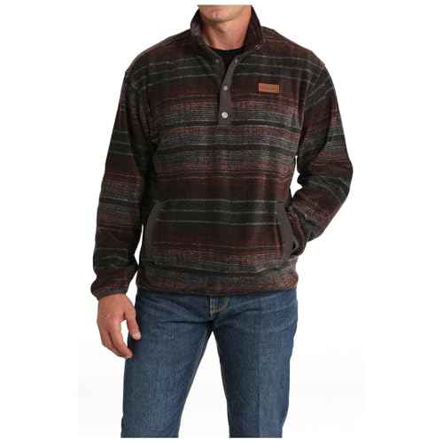 Cinch Men's Polar Fleece Brown Striped Pullover