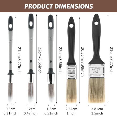 Small Paint Brush, 5pcs Trim Painting Tool, Touch Up Paint Brushes for Walls, Edge Painting Tool, Round Paint Brush for House Wall Corners Edges, Trim Paint Brushes
