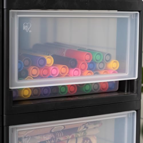 IRIS USA 6 Qt. Plastic Drawer Storage Organizer Stacking Drawers, 2-Pack, Stackable Unit with Sliding Drawer for Bedroom Kitchen Under Sink Pantry Craft Room Bathroom Dorm Office, Black - size: 6 Qt - 2 Pack