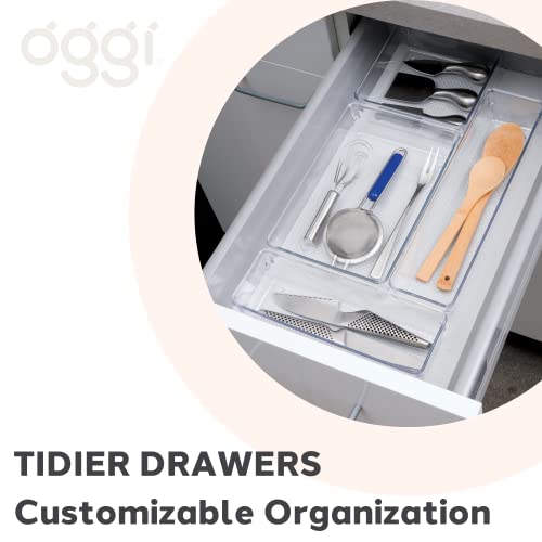 Oggi Clear Drawer Organizer - 6" X 6.25"- Ideal for Organizing Kitchen Drawers, Office, Desk, Silverware, Kitchen Utensils, Cosmetics and Bathrooms - size: 6" by 6"