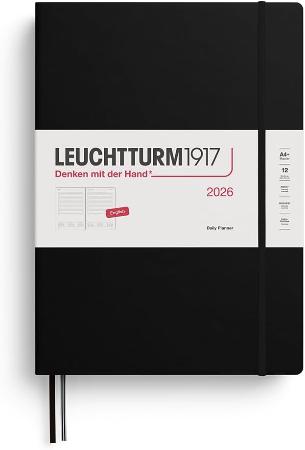 LEUCHTTURM1917 - Daily Planner 2026, Hardcover, Master (A4+), Ruled, Black (Jan 1 - Dec 31, 2026)