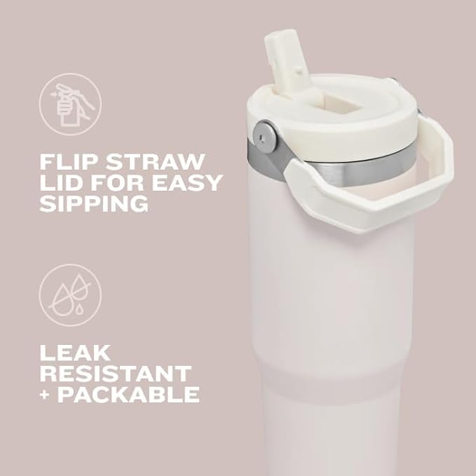 Stanley IceFlow 2.0 Flip Straw Tumbler with Handle 30 oz | Twist On Lid and Flip Up Straw | Leak Resistant Water Bottle | Insulated Stainless Steel | BPA-Free | Exclusive Blue Cactus