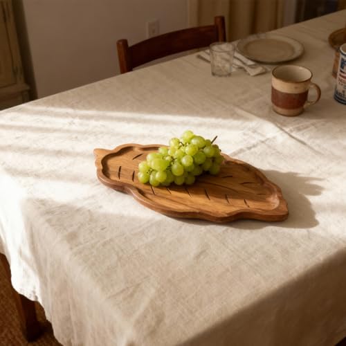 Wood Leaf Design Key Tray for Entryway Table, Aesthetic Desk Organizer for Home, Key Bowl, Jewelry Tray, Serving Tray Platter Breakfast Table Kitchen Decor