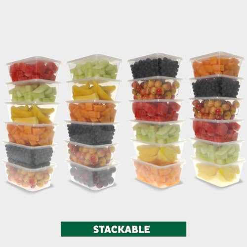 Freshware Food Storage Containers [50 Set] 34 oz Plastic Deli Containers with Lids, Slime, Soup, Meal Prep Containers, BPA Free, Stackable, Leakproof, Microwave, Dishwasher and Freezer Safe - size: 34 oz - 50-Set