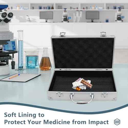 Aluminum Tool Box Portable, Lockable Handle Portable Medicine Chest Organizer Aluminum Briefcases for Men