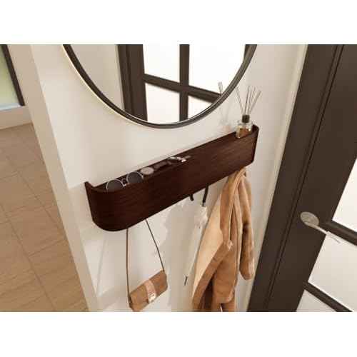 OLEEK Wall Coat Rack - Wall Shelf with Hooks - entryway Hooks - entryway Shelf - Modern Coat Rack - Wooden Coat Rack Wall Mount for Home Decor - Wooden Mount for Home Decor - Jacket Hanger