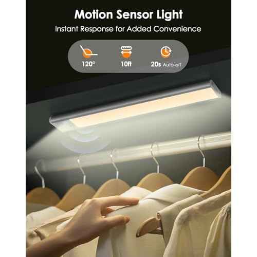 5 Pack Under Cabinet Lights, Rechargeable Under Cabinet Lighting Wireless, Motion Sensor Light Indoor LED Closet Lights Upgraded 2200mAh, Magnetic Under-Counter Light Fixtures for Kitchen Home, 10in
