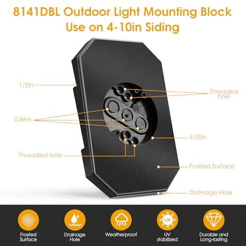 3-Pack FreeCat 8141DBL Siding Mounting Blocks,Bulk Set for Outdoor Lights & Cameras,Fits 1/2" Double Vinyl Siding, Includes Built-in Electrical Boxes & Full Hardware Kit,Black