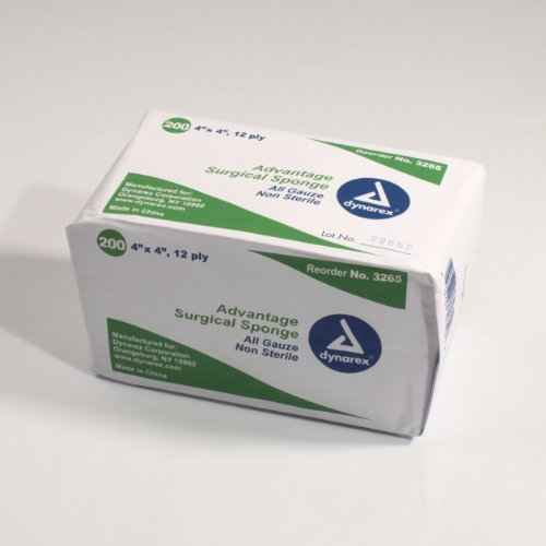 Dynarex Advantage Woven Gauze Sponges 4" x 4" - Non-Sterile 12-Ply Absorbent Cotton Gauze Pads for Wound Dressing - 200-Count Box, 10 Boxes per Bulk Case