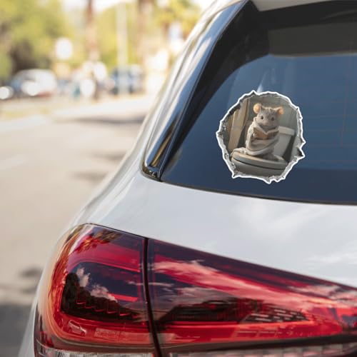 Pack 4 Pcs 3D Mouse Hole Wall Sticker for Girls Boys Toddler Kids Room Bedroom Classroom Car Window Funny Cute Stickers Waterproof Removable Reusable Vinyl Decals Home Accessories