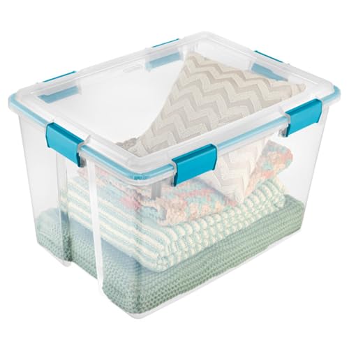 Sterilite 16-Pack Gasket Box, Weather-Resistant Storage Bins with Latching Lids, 80 Quart - Heavy-Duty Organizing Containers for Closet, Bathroom, and Office - size: 80 Quart, style: 16 Pack