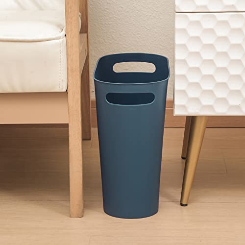 rejomiik Small Trash Can, Slim Garbage Can Plastic Waste Basket with Handles 3.5 Gallon Container Bin for Narrow Spaces Bathroom, Bedroom, Kitchen, Office at Home, 2 Pack Teal Blue - color: Teal Blue, size: 2 pack