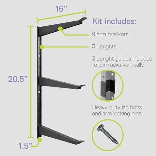 Heavy Duty Lumber Storage Rack by Delta Cycle, Holds Up to 720 lbs - 3-Tier Wide Wood Storage Rack with Fully Adjustable Arms - Steel Construction Storage Solution for Garage, Basement & Pantry