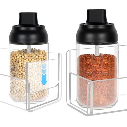 Acrylic Spice Rack Wall Mount - 9 Inch, Clear Spice Shelf Storage Holder, 2 Pack Hanging Seasoning Organizer for Cabinet Door, Cupboard or Wall Kitchen (Adhesive or Screw) - size: 9"- 2 Pack