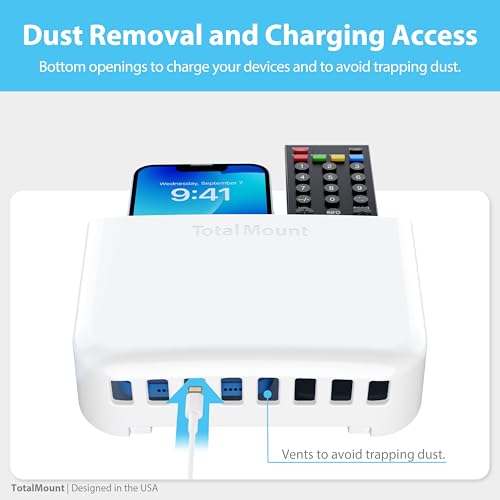 TotalMount Hole-Free Remote Holder – Eliminates Need to Drill Holes in Your Wall (Premium White Holder for 2 or 3 Remotes) - color: Standard White
