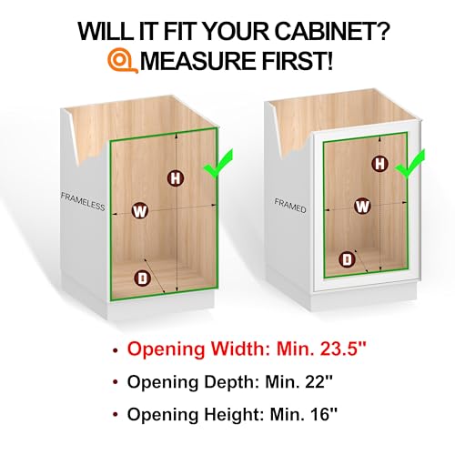 JOWBOOW (23" W x 22" D Cabinet Pull Out Shelves, 2-Tier | Heavy Duty Kitchen Pull Out Shelves for Wide Cabinets, 22 Inch Deep Sliding Cabinet Organizer - size: 23 x 22 Inch