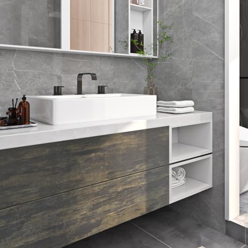 FunStick Thick Grey Gold Stained Concrete Wallpaper Peel and Stick Textured 3D Concrete Contact Paper for Countertops Waterproof Removable Faux Cement Wallpaper for Bedroom Walls Cabinets 15.8"x78.8"