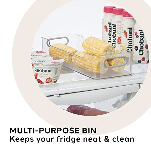 Oggi Cabinet/Drawer Storage Bin - 14" x 5" (Set of 6), Clear/Gray, Ideal for Kitchen Organization, Pantry Storage, Fridge Organizing - size: 14" x 5" (set of 6)