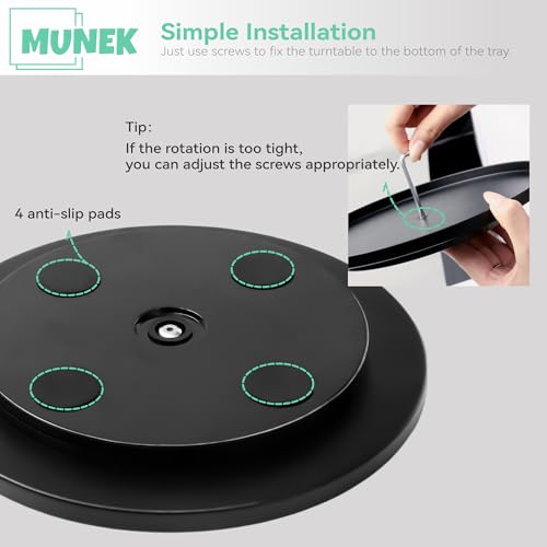 MUNEK 9" Lazy Susan Organizer,Metal Rotating Spice Rack Organization,Lazy Susan for Table Top,Pantry, Bathroom, Vanity, Black - size: 1 Tier