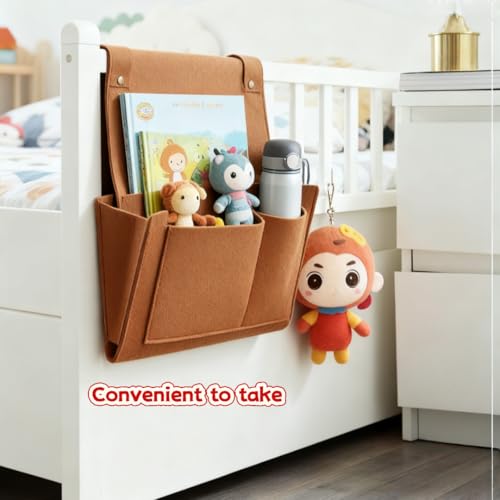 1PC Felt Hanging Storage Organizer Bag 6-Pocket Wall Mounted Holder for Remote Control Phone Tissue Bedside Sofa Caddy, Grey - color: Grey