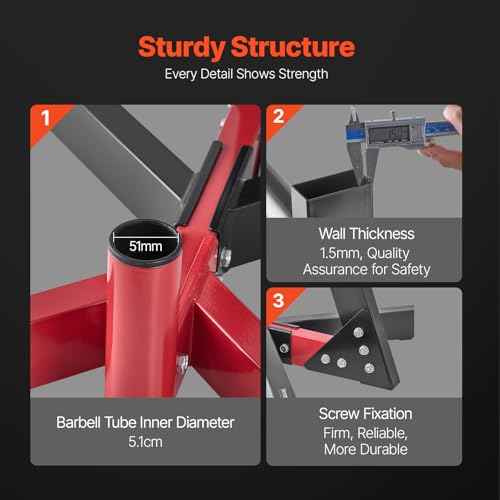 VEVOR Weight Plate Rack, L Frame Weight Plate Tree for 2-Inch Weight Plates, Standard Weight Plate Tree, 500 lbs Load Capacity Weight Storage Holder, Home Gym Barbell Rack Storage Stand, Black & Red