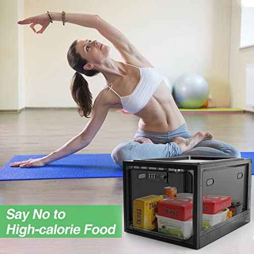 Lock Box for Medicines, Food, and Electronic Devices - Ideal for Keeping Medications Safe Locker, Lunch Snacks Locked Up Cabinet and Jail Cell Phones in One Lockable Container (Translucent Black)