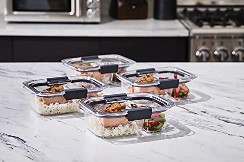 Rubbermaid Brilliance Meal Prep Containers, 2-Compartment Food Storage Containers, 2.85 Cup, 5-Pack, BPA-Free, Clear/Grey - size: 2.85 cup (10-Piece)