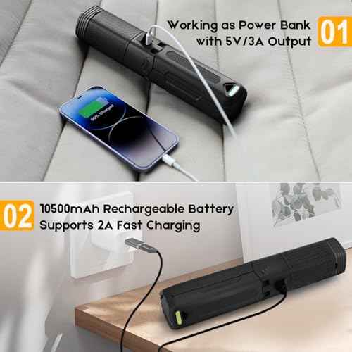 Telescopic Camping Lights, Rechargeable 10500mAh Camping Lantern with Storage Bag, Waterproof LED Camping Lamp with Magnetic, Portable Outdoor Tent Light for Camping,Hiking,Emergency,Fishing (Black)