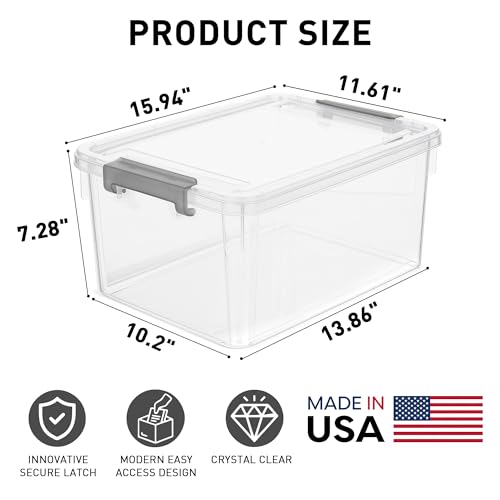 Citylife 17 QT Plastic Storage Bins with Lids Latching Stackable Storage Containers for Organizing Large Clear Storage Box for Garage, Craft, Toys, Closet, Home, 1 Packs - size: 1 Pack-17QT-N