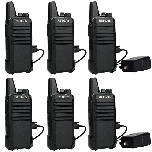 Retevis RT22 Walkie Talkies for Adults, Two Way Radios Long Range Rechargeable, VOX Handsfree, Mini Compact Walkie Talkie with USB Charger, for School Church Restaurant (6 Pack)