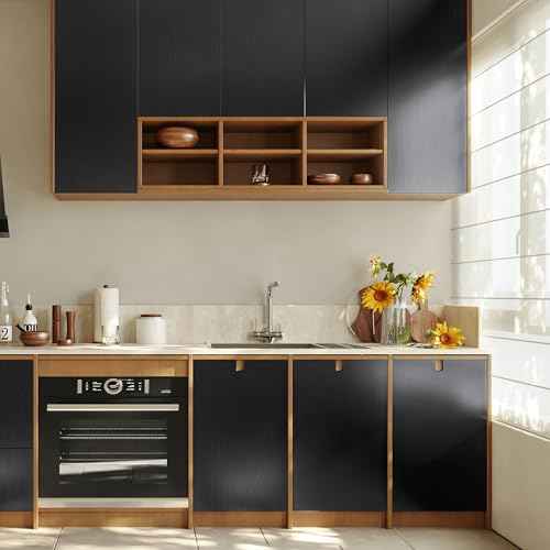 Abyssaly Refrigerator Wrap Peel and Stick Wallpaper Black Metallic Stainless Steel Brushed Contact Paper for Appliances Thick Heat Resistant Fridge Wrap for Microwave Oven 15.7" X 78.2"