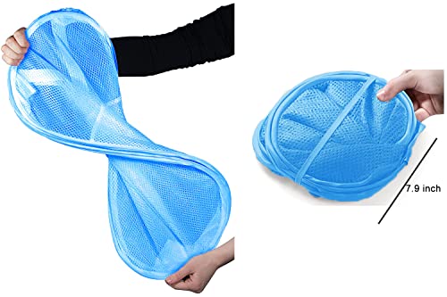 Larpur Pop up Laundry Hamper, Collapsible Laundry Basket, Portable Mesh Clothes Hamper for Home Room, College Dorm, Apartment, Foldable Hamper with Carry Handles, Sky Blue - color: Sky Blue