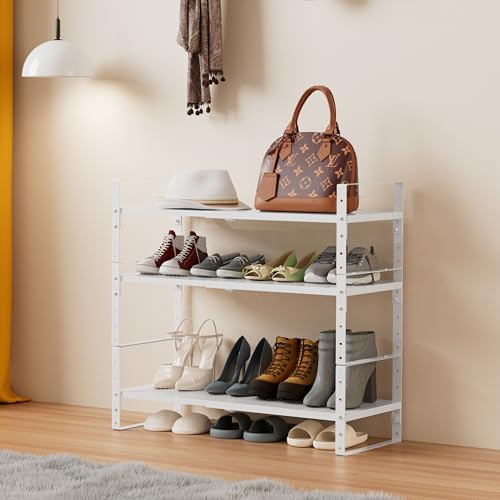 Multi-Functional Metal Shoe Rack, Space-Saving, Perfect for Entryway, Closet, Bathroom, etc. - Sturdy and Durable, High Weight Capacity(2PACKS/White/Medium) - color: 2packs/White, size: Medium