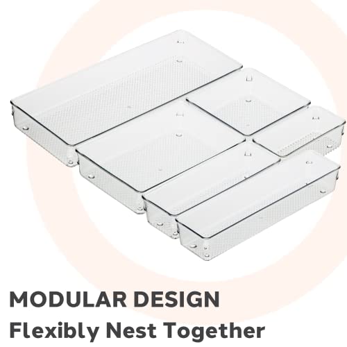 Oggi Clear Drawer Organizer - 3" X 6"- Ideal for Organizing Kitchen Drawers, Office, Desk, Silverware, Kitchen Utensils, Cosmetics and Bathrooms (Pack of 2) - size: 3" by 6" (Pack of 2)