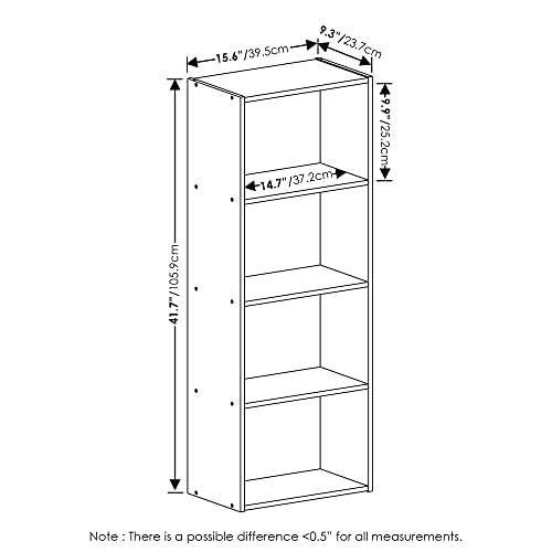 Furinno Luder Bookcase / Book / Storage, 4-Tier, Green/White - color: White/Green, size: 4-Tier, 9.3 x 15.6 x 41.7