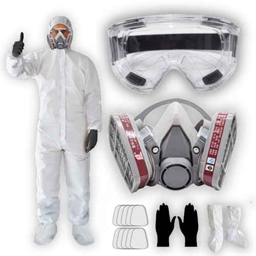 Hazmat Paint Suit Plus Full Face Respirator Mask And Anti Fog Protection Goggles Full Body Suit Production 6 Sizes