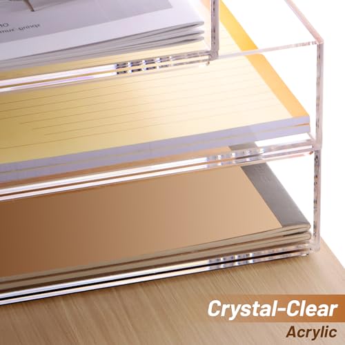 SANRUI Acrylic Stackable Letter Tray Clear Desk Paper Organizer 4-Tier Desk File Organizer Paper Sorter Holder Document Shelf Tray for Letter/A4,4-Pack - style: A4 Horizontal File Trays 4 Tier