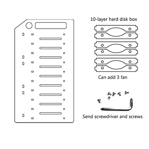 Hard Drive Bay Holder 3.5'' Multi-Layers Hard Disk Bracket HDD Mounting Bracket Kit, Transparent Mechanical Hard Disk Box Storage Organizer Case Rack with Cooling Fan Space (10 Layers) - style: 10 Layers