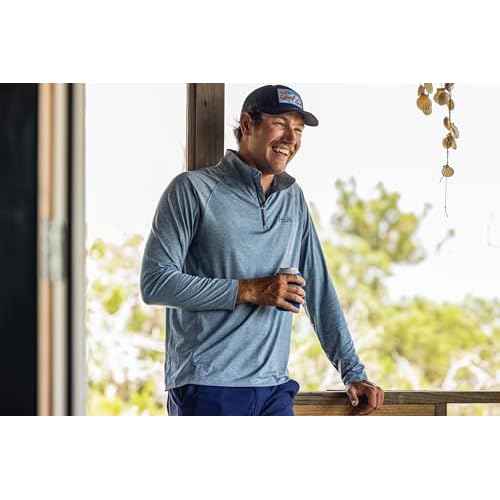 HUK Mens Airweight 1/4 Zip, Lightweight Performance Long Sleeve Pullover with UPF Sun Protection, Volcanic Ash Heather, 3X-Large