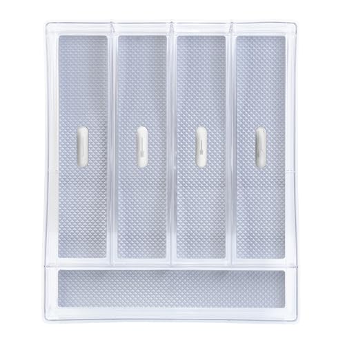 Glad Silverware & Utensil Drawer Organizer - Divided Clear Plastic Storage Tray with 5 Compartments for Kitchen Flatware and Cutlery - BPA Free, Food Safe, Non Slip, 11x13 inches - size: 5-Compartment